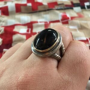 Vintage 14K Gold Onyx & Sterling Silver Ring